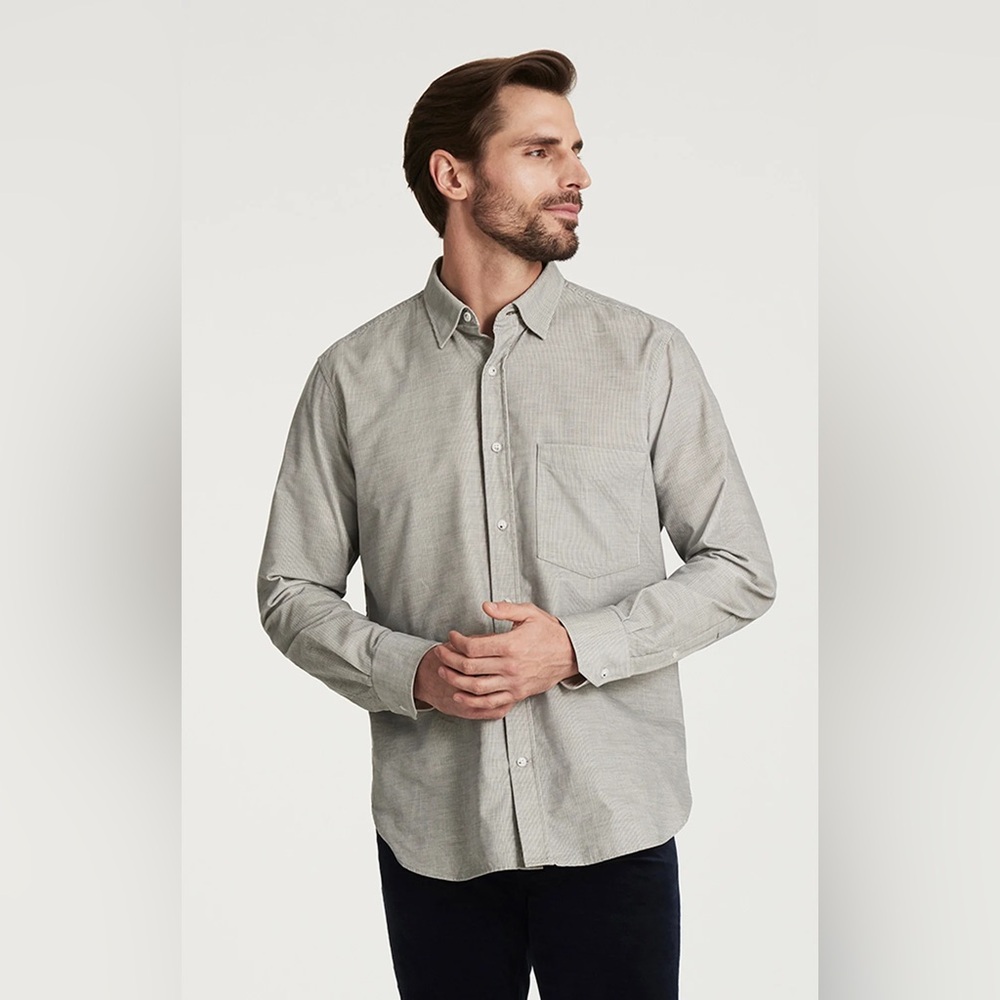 BALL & BUCK | HERITAGE GRAY COTTON SCOUT SHIRT LONG SLEEVE TECH VENT SHIRT LARGE
